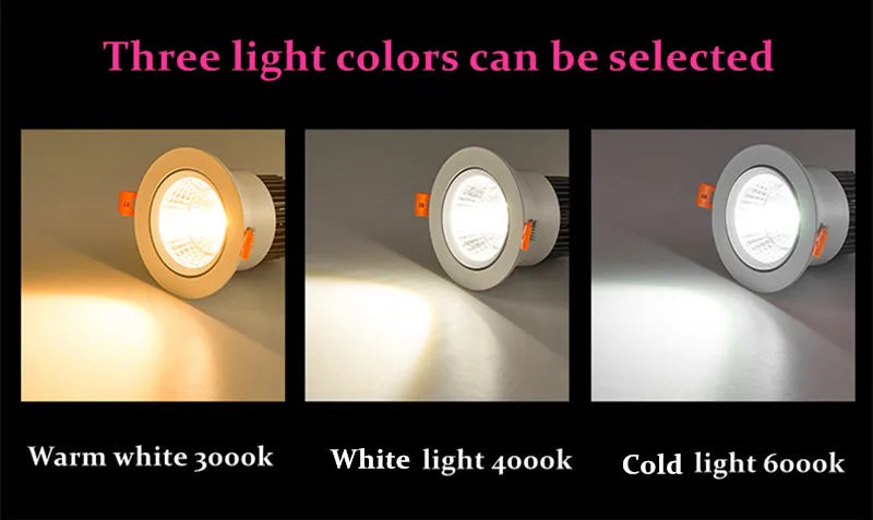 Dimmable AC90V-260V 5W7W9W12W15W18W20W LED Downlights Epistar Chip COB Recessed Ceiling Lamps Spot Lights  For Home illumination