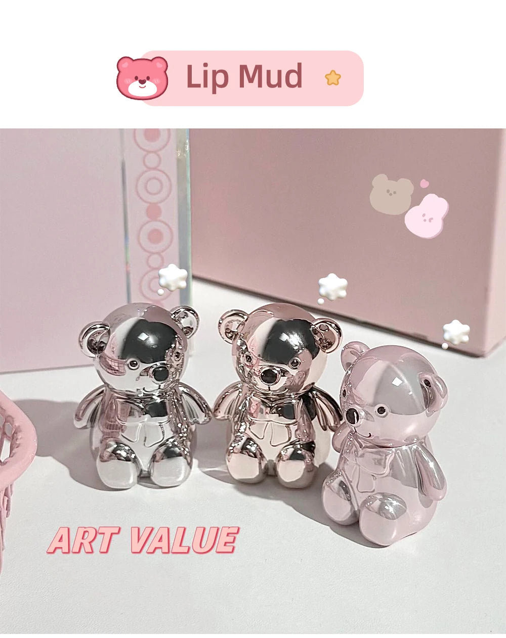 ART VALUE 7PC Makeup Sets Include 3 Colors Matte Lip Mud,1 Pressed Powder,1 Blush,1 Eyes Palette,1 Necklace Beauty Makeup Sets