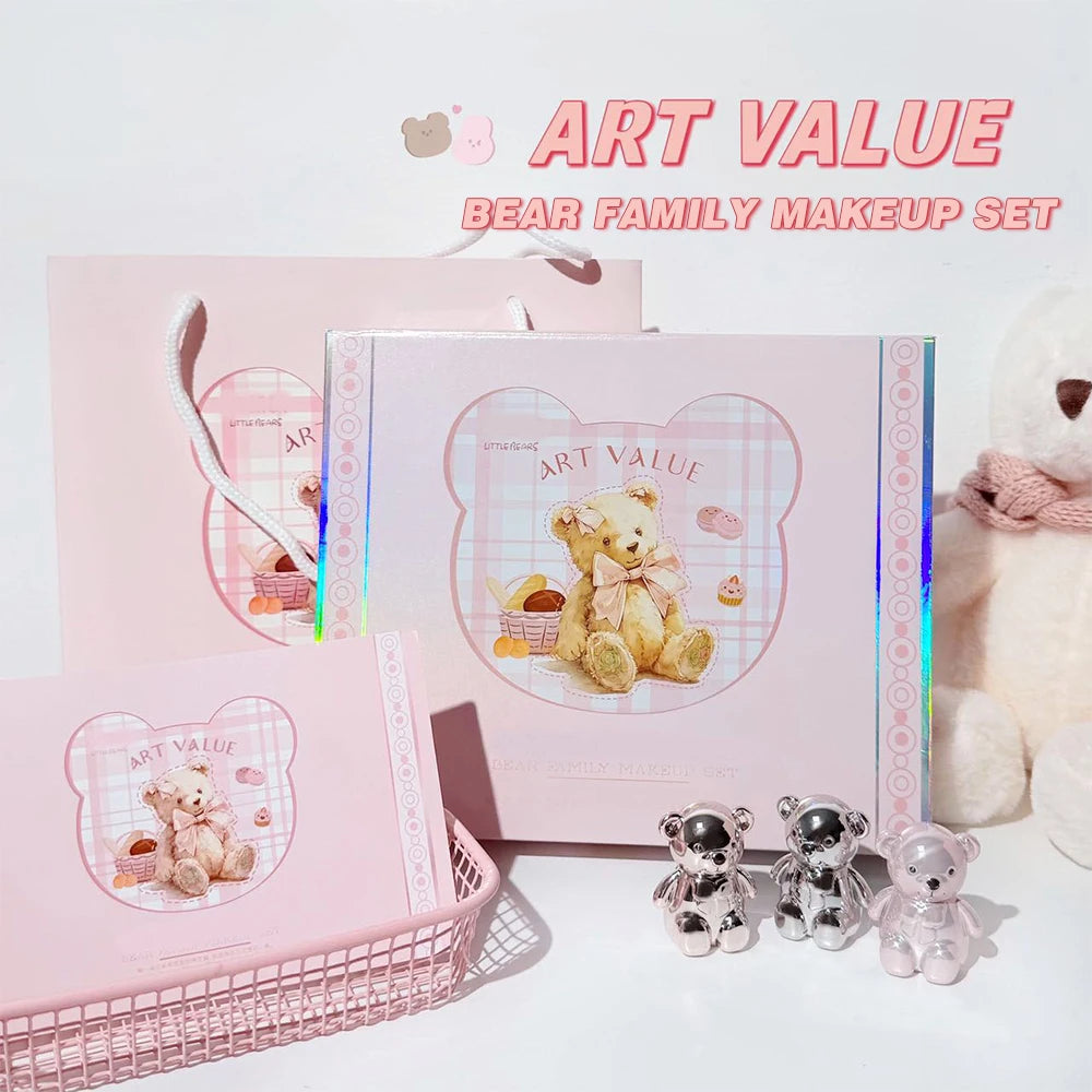 ART VALUE 7PC Makeup Sets Include 3 Colors Matte Lip Mud,1 Pressed Powder,1 Blush,1 Eyes Palette,1 Necklace Beauty Makeup Sets