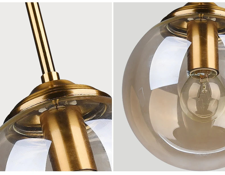 Modern Luxury Metal Chandelier Nordic Creative LED Glass Pendant Lamp Living Room Dining Room Bedside Simple Small Hanging Lamp