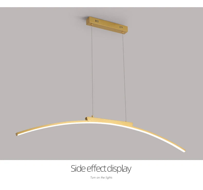 Contemporary Dining Room Pendant Light Sleek LED Arc Hanging Lamp Adjustable Brightness Energy Efficient Ideal for Kitchen Resta
