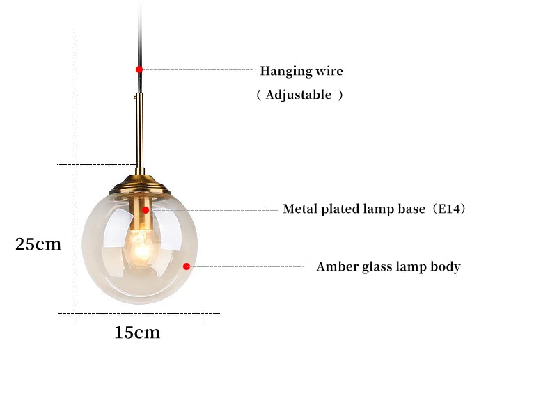 Modern Luxury Metal Chandelier Nordic Creative LED Glass Pendant Lamp Living Room Dining Room Bedside Simple Small Hanging Lamp