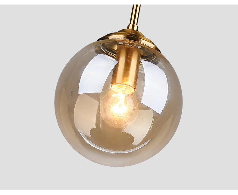 Modern Luxury Metal Chandelier Nordic Creative LED Glass Pendant Lamp Living Room Dining Room Bedside Simple Small Hanging Lamp