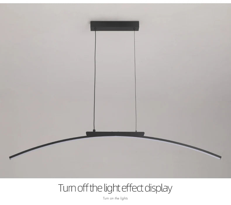 Contemporary Dining Room Pendant Light Sleek LED Arc Hanging Lamp Adjustable Brightness Energy Efficient Ideal for Kitchen Resta